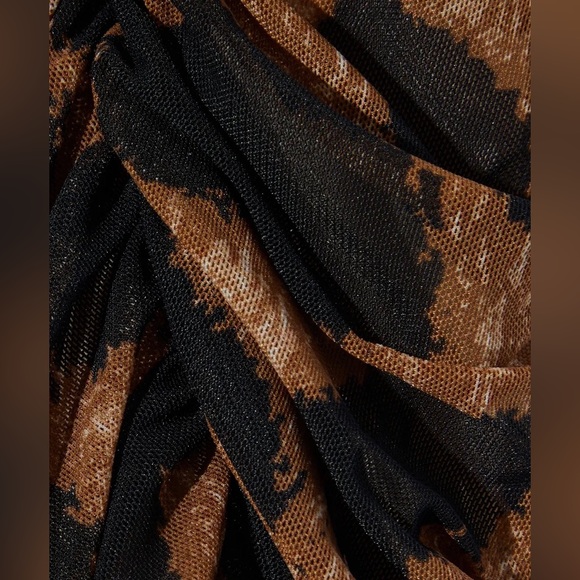 NWT GANNI Ruched Leopard-Print Mesh Top - Picture 6 of 9